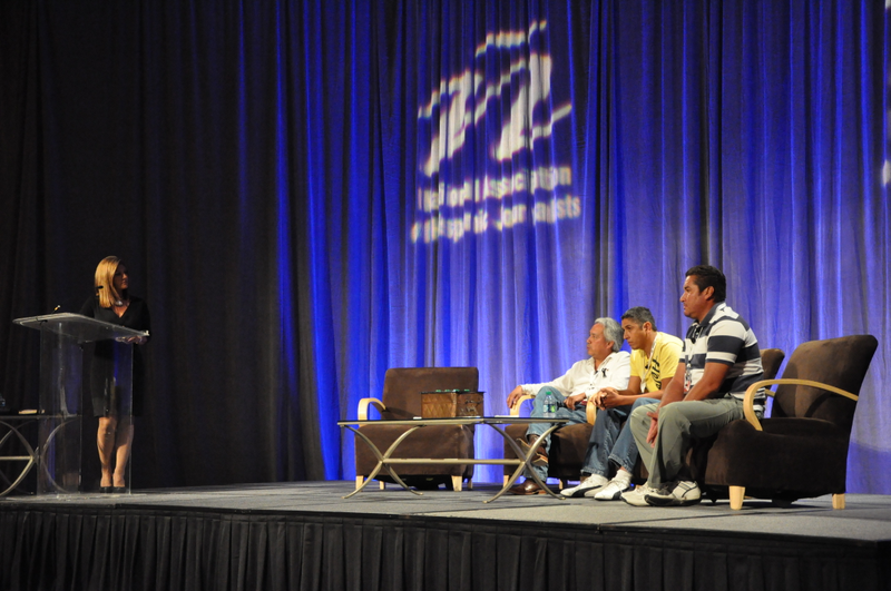 Emilio Gutiérrez Soto, left, Ricardo Chávez Aldana and Alejandro Hernández Pacheco at the National Association of Hispanic Journalists convention in 2011. (Julian Esquer/Flickr)